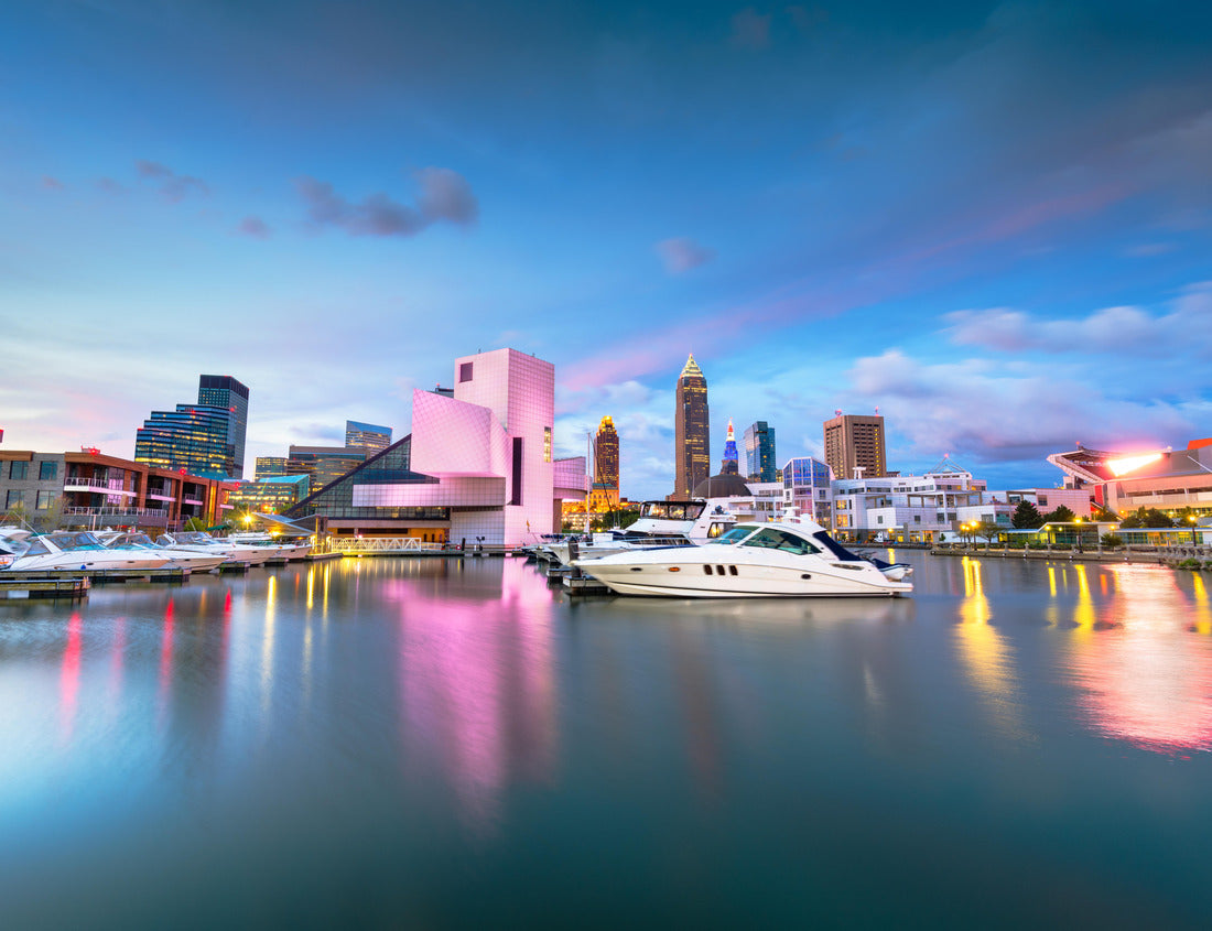 Noah Jigsaw Puzzle Cleveland, Ohio, USA downtown city skyline and harbor at twilight 1000 pieces