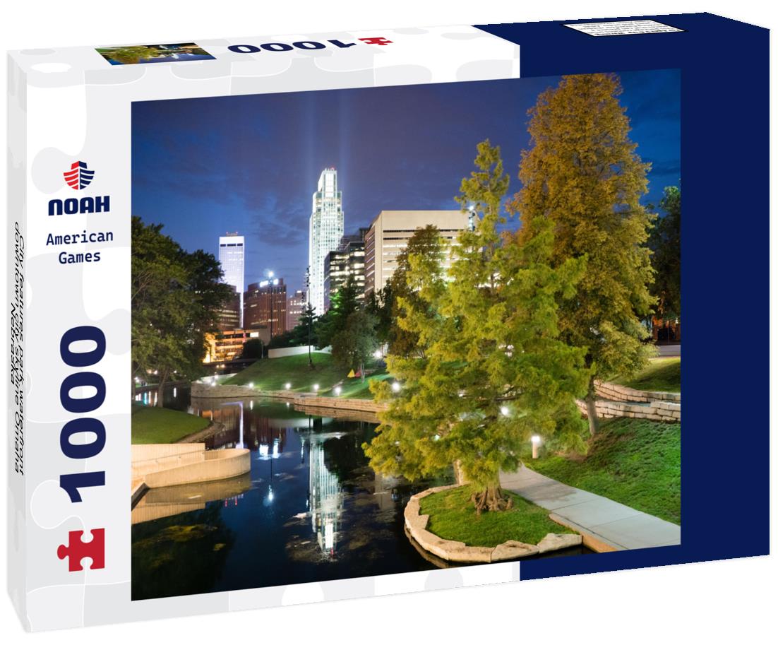 Noah Jigsaw Puzzle City features park waterfront downtown city skyline Omaha Nebraska 1000 pieces