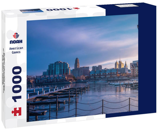 Noah Jigsaw Puzzle Buffalo cityscape view at early cold morning from erie basin marina 1000 pieces