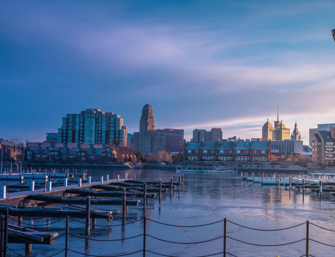 Noah Jigsaw Puzzle Buffalo cityscape view at early cold morning from erie basin marina 1000 pieces