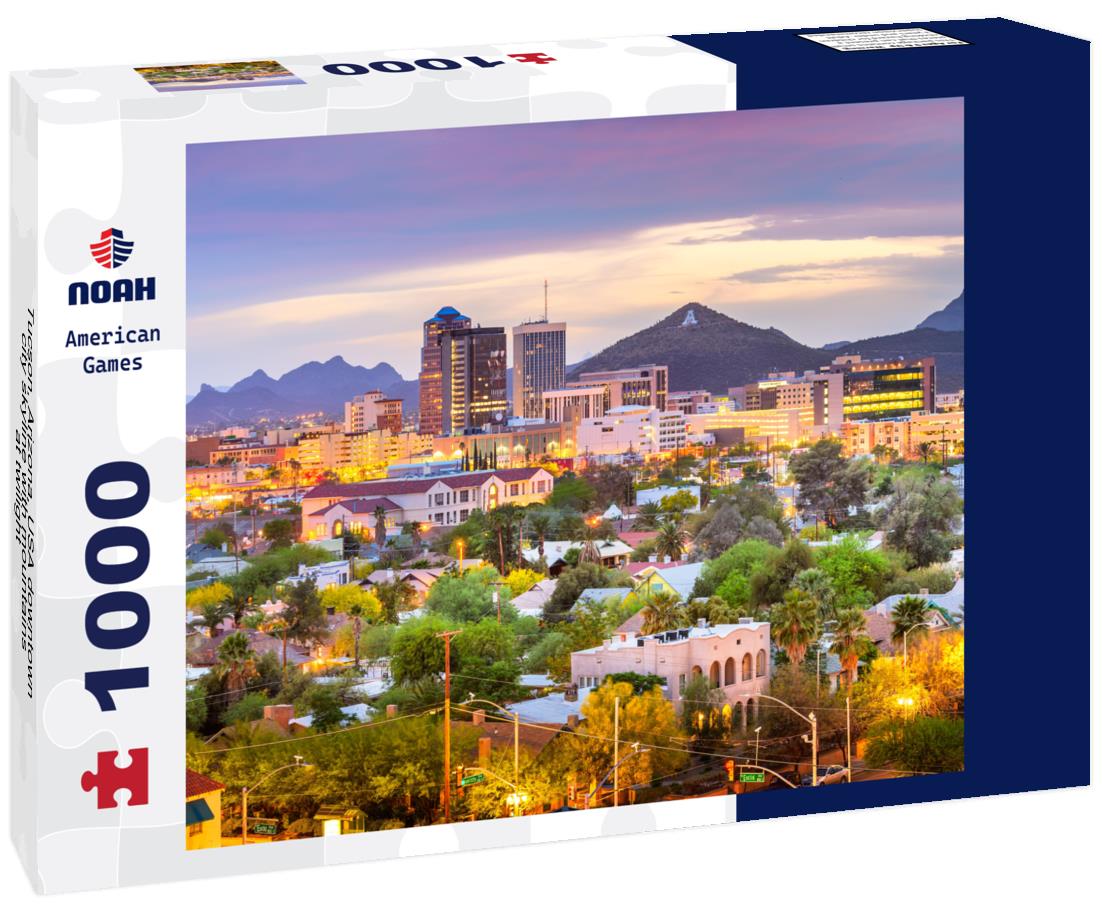 Noah Jigsaw Puzzle Tucson, Arizona, USA downtown city skyline with mountains at twilight 1000 pieces