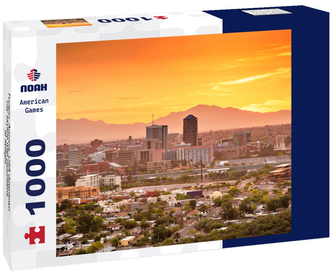Noah Jigsaw Puzzle Tucson, Arizona, USA downtown city skyline with mountains at twilight 1000 pieces
