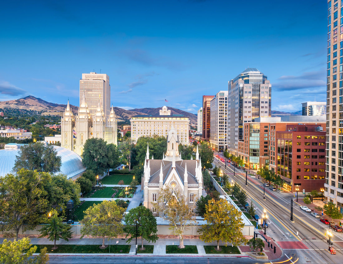 Noah Jigsaw Puzzle Salt Lake City, Utah, USA downtown cityscape over Temple Square at dusk 1000 pieces