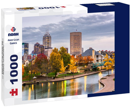 Noah Jigsaw Puzzle Indianapolis, Indiana, USA downtown cityscape on the White River at dusk 1000 pieces
