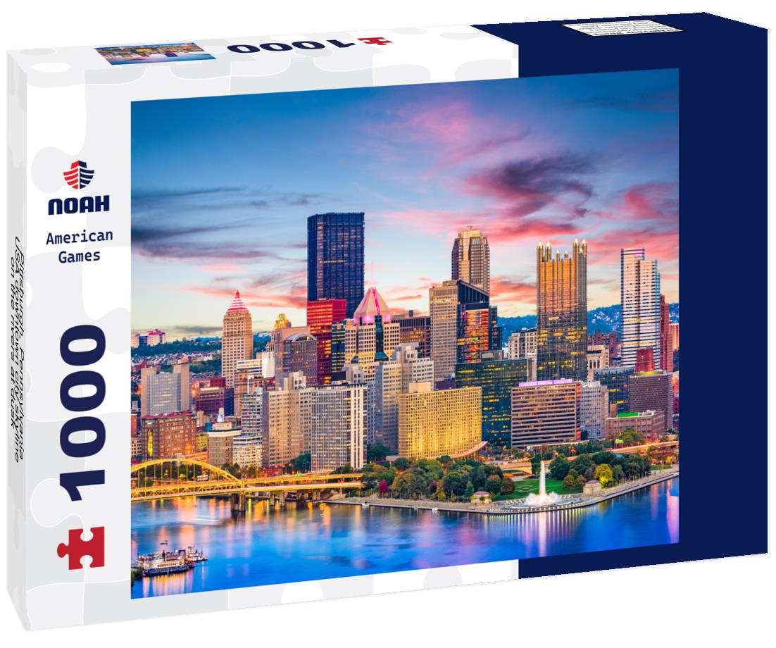 Noah Jigsaw Puzzle Pittsburgh, Pennsylvania, USA downtown city skyline on the rivers at dusk 1000 pieces