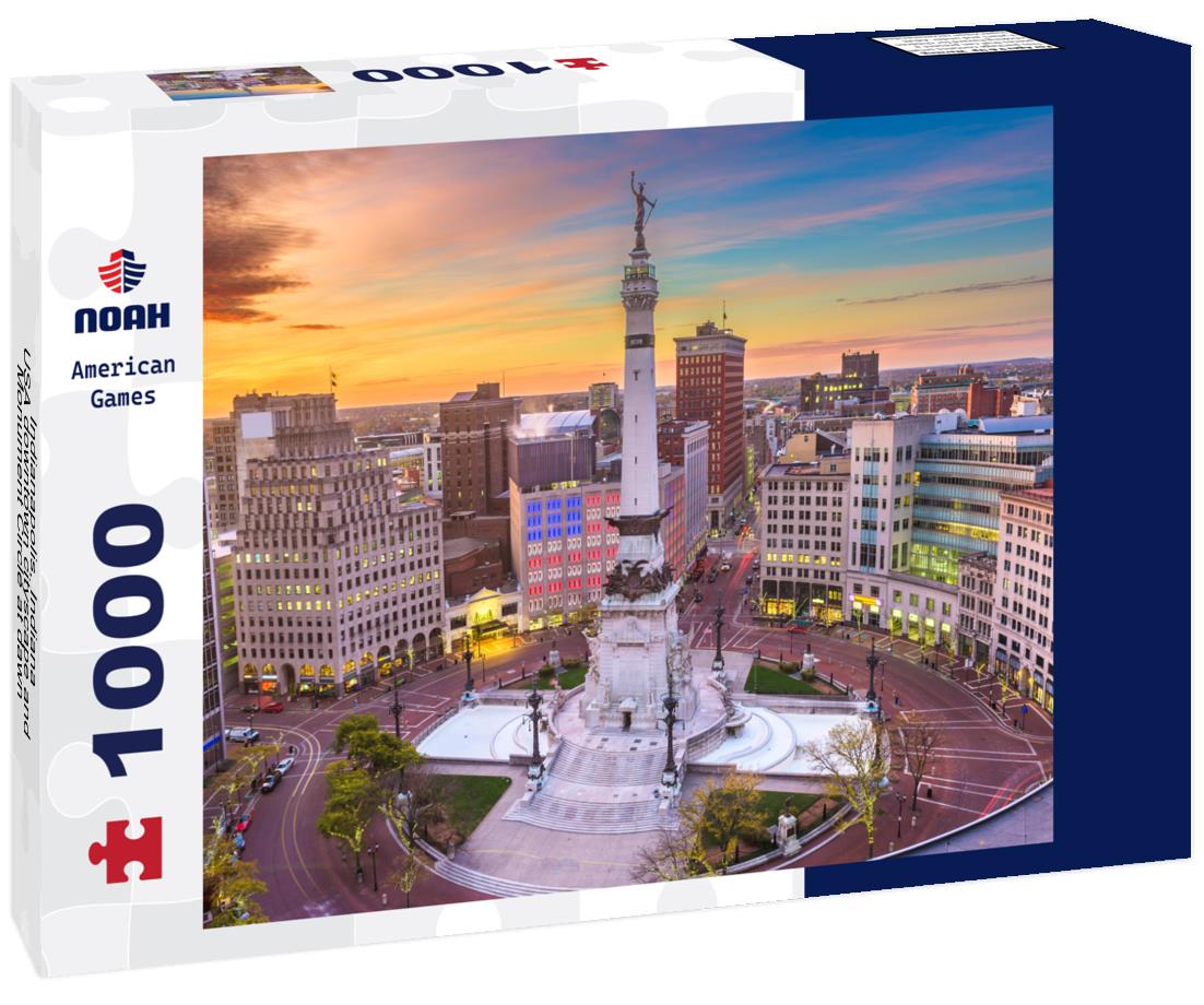 Noah Jigsaw Puzzle Indianapolis, Indiana, USA downtown cityscape and Monument Circle at dawn 1000 pieces