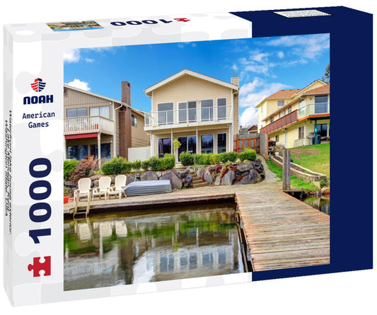 Noah Jigsaw Puzzle Waterfront lake house exterior. Lake Meridian, Kent. Washington State. USA 1000 pieces