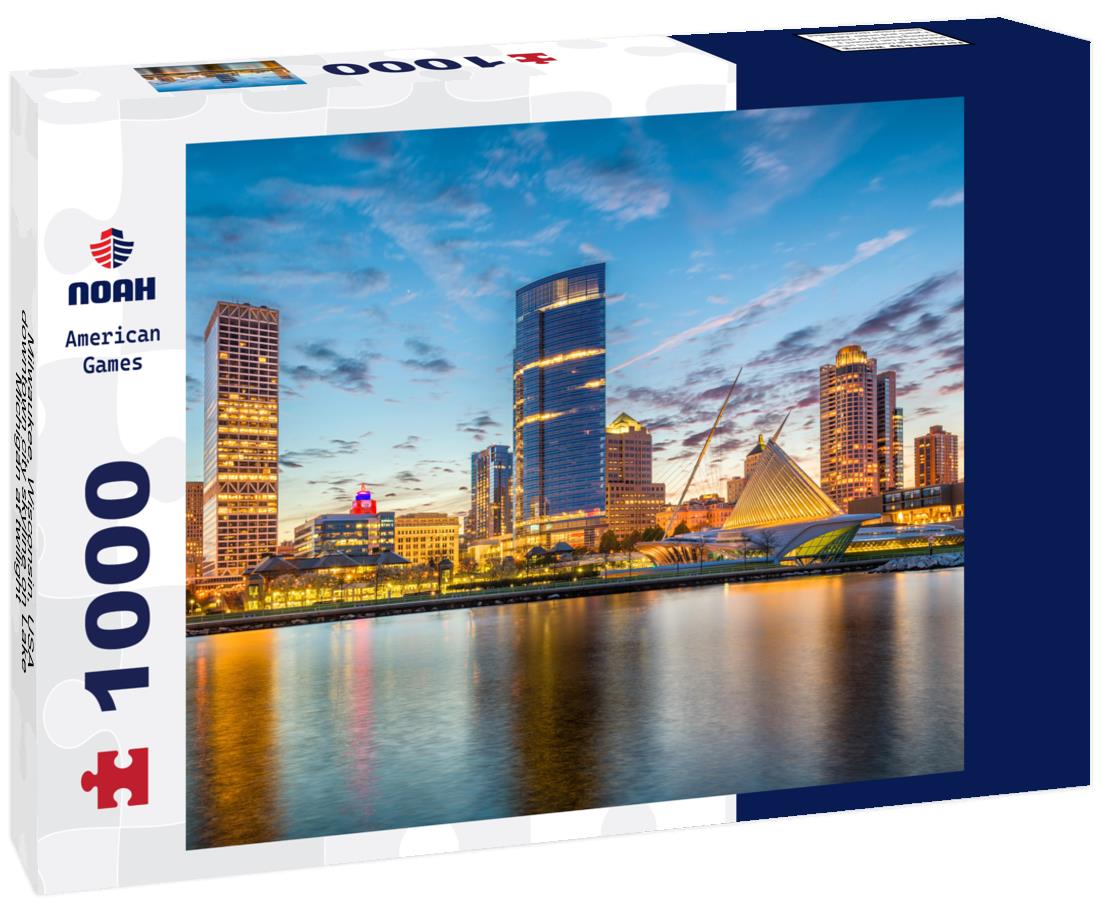 Noah Jigsaw Puzzle Milwaukee, Wisconsin, USA downtown city skyline on Lake Michigan at twilight 1000 pieces