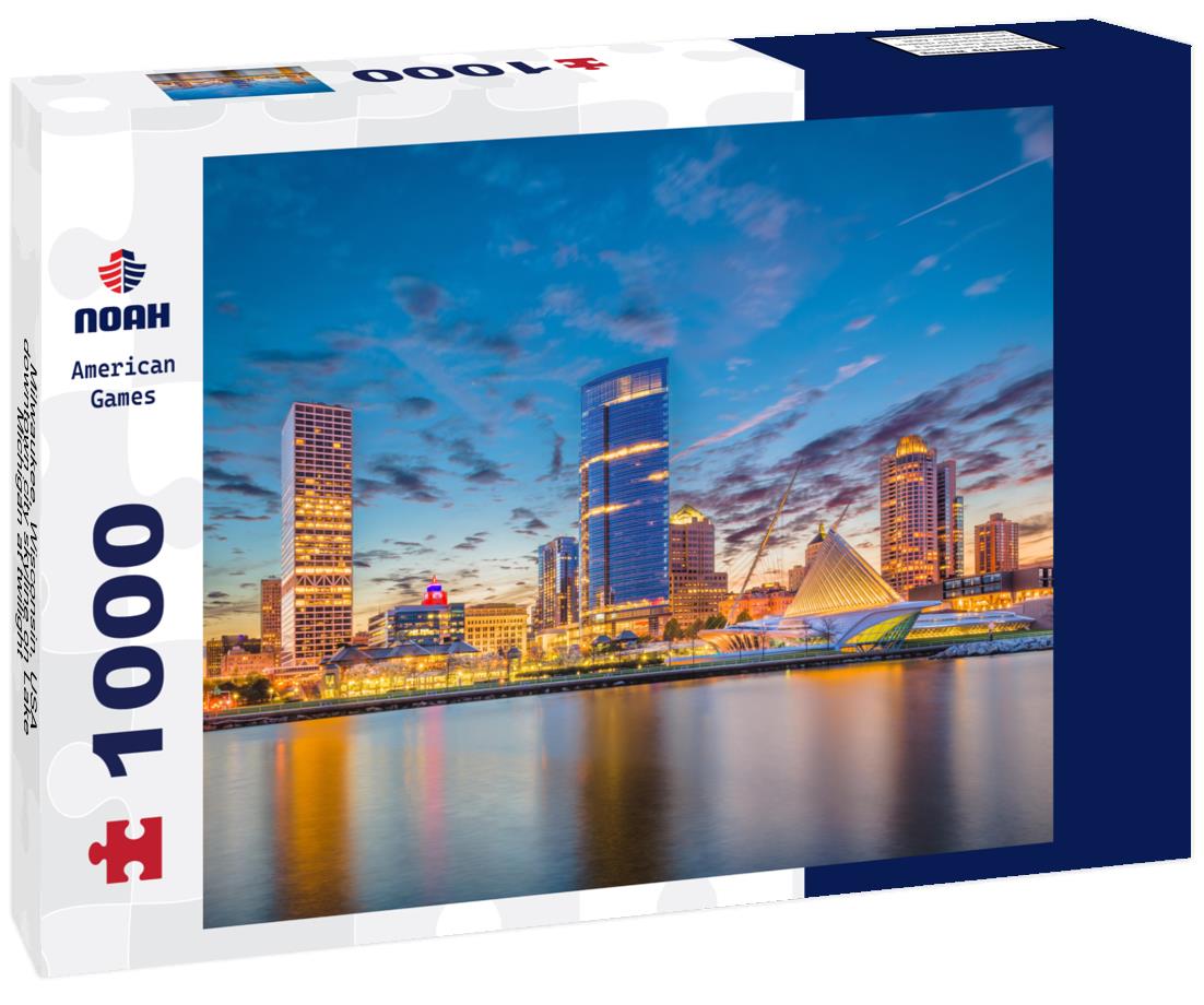 Noah Jigsaw Puzzle Milwaukee, Wisconsin, USA downtown city skyline on Lake Michigan at twilight 1000 pieces
