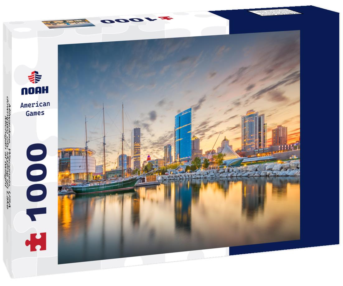Noah Jigsaw Puzzle Milwaukee, Wisconsin, USA downtown city skyline on Lake Michigan at twilight 1000 pieces