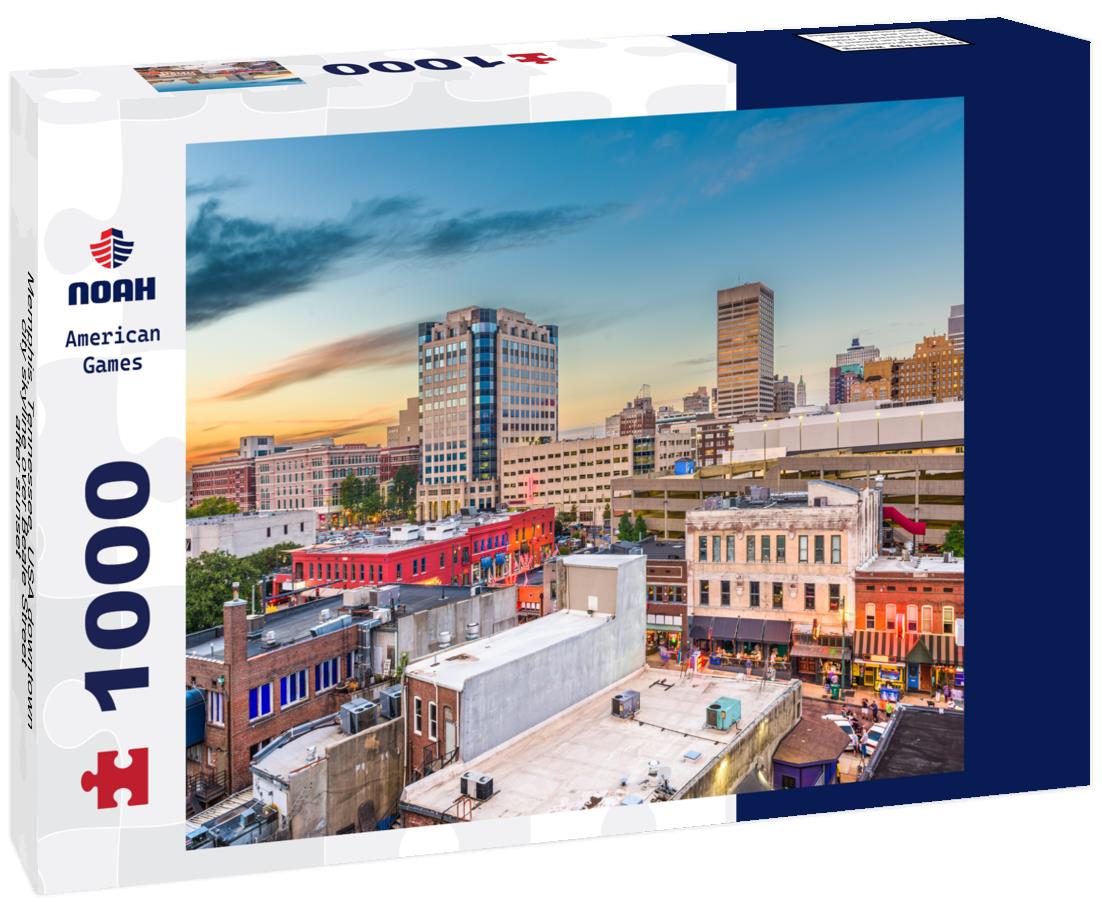Noah Jigsaw Puzzle Memphis, Tennessee, USA downtown city skyline over Beale Street after sunset 1000 pieces