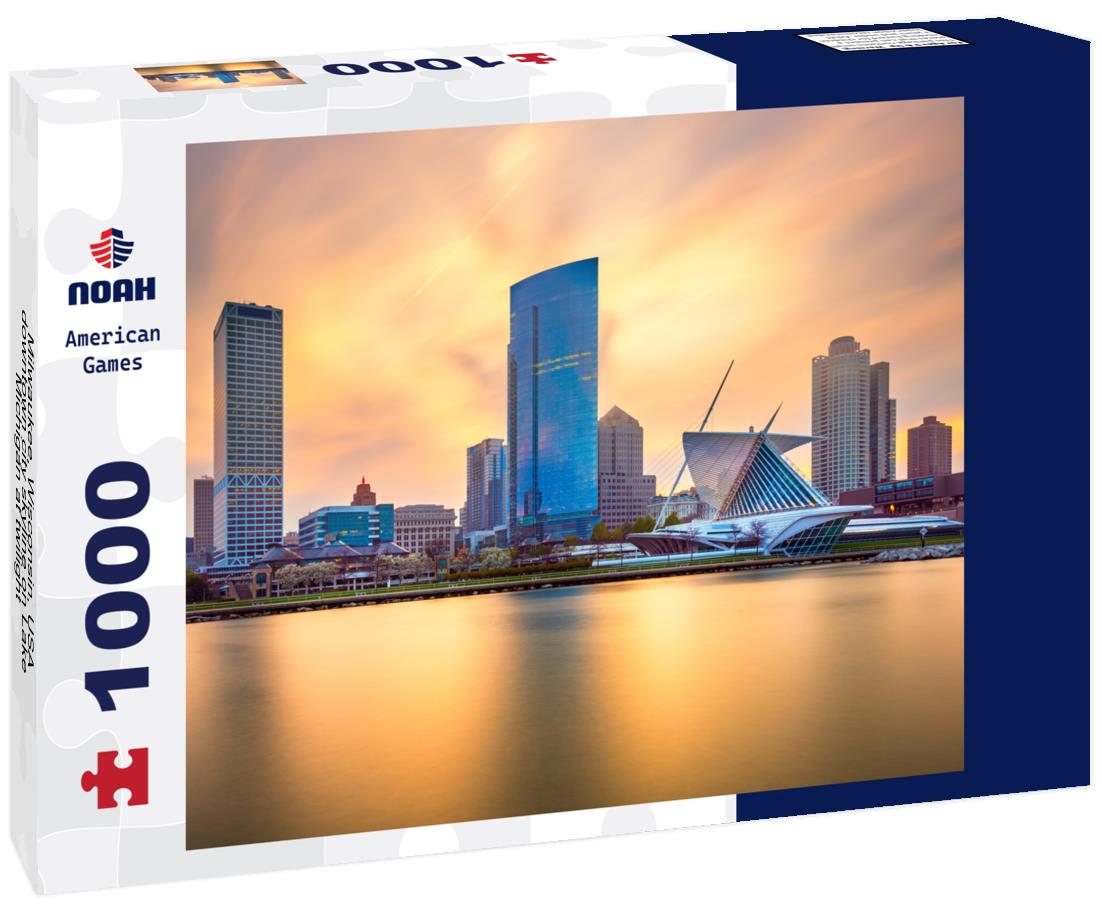 Noah Jigsaw Puzzle Milwaukee, Wisconsin, USA downtown city skyline on Lake Michigan at twilight 1000 pieces