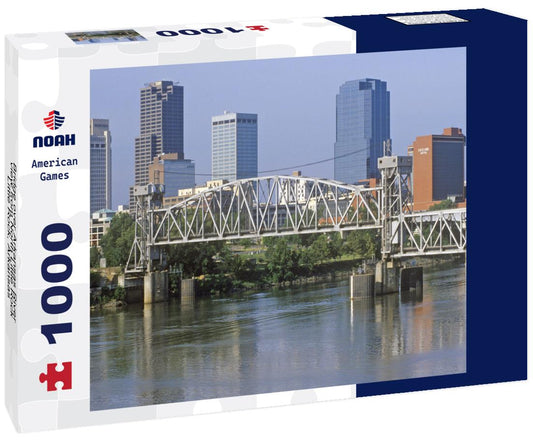 Noah Jigsaw Puzzle Bridge over Arkansas River view from North Little Rock, Little Rock, Arkansas 1000 pieces