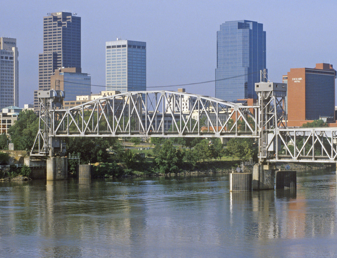 Noah Jigsaw Puzzle Bridge over Arkansas River view from North Little Rock, Little Rock, Arkansas 1000 pieces
