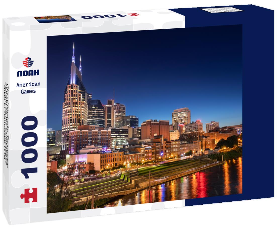 Noah Jigsaw Puzzle City of Nashville Tennessee at night on the Cumberland River in Tennessee USA 1000 pieces