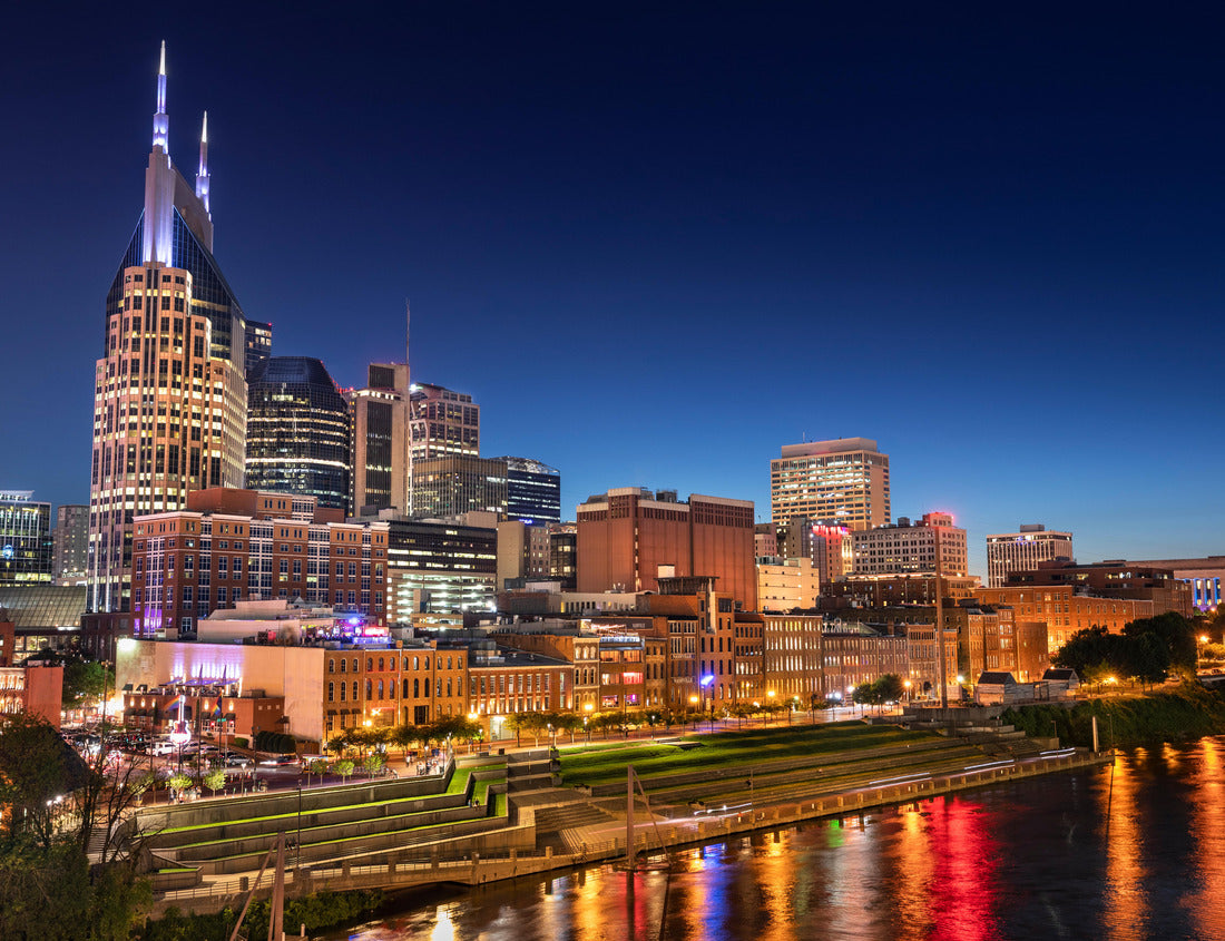 Noah Jigsaw Puzzle City of Nashville Tennessee at night on the Cumberland River in Tennessee USA 1000 pieces