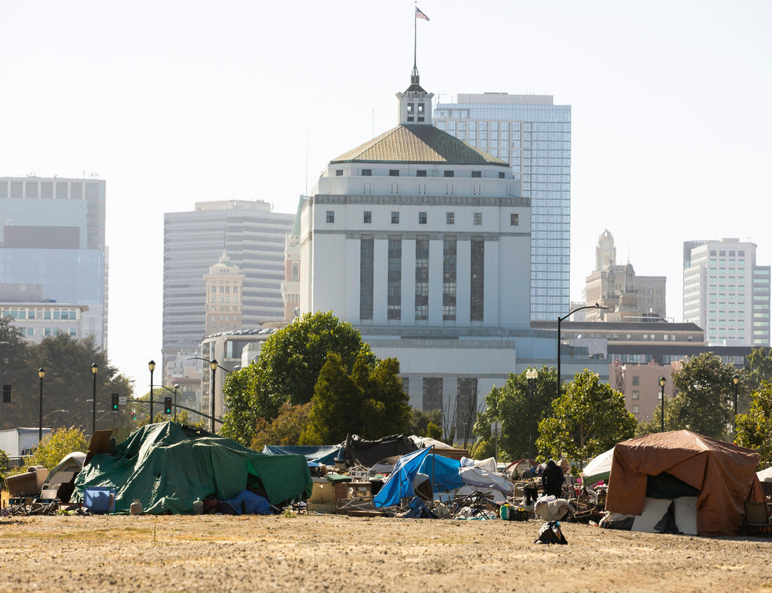 Noah Jigsaw Puzzle A homeless encampment frames the skyline of downtown Oakland, California, USA 1000 pieces