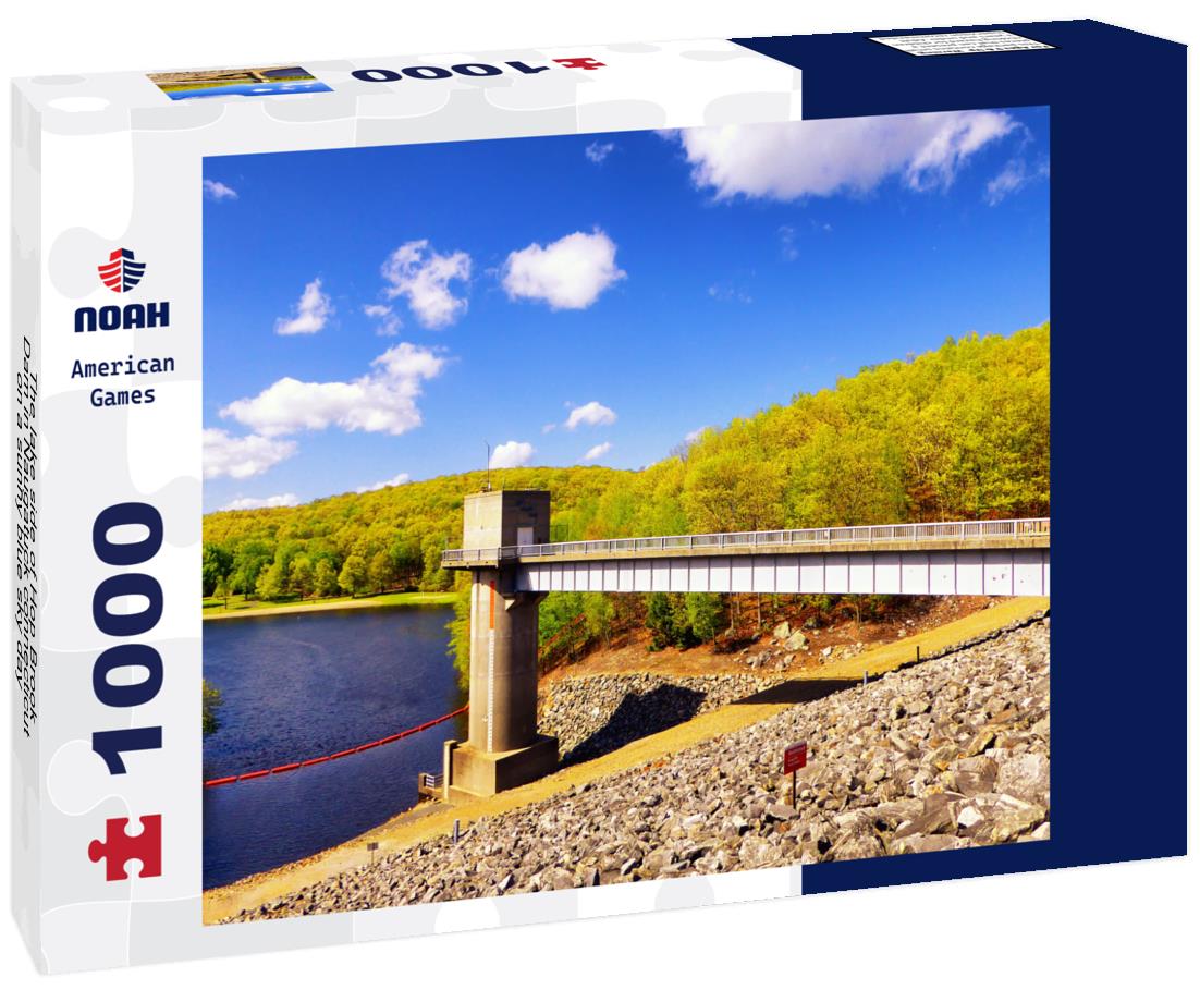Noah Jigsaw Puzzle The lake side of Hop Brook Dam in Naugatuck connecticut on a sunny blue sky day 1000 pieces
