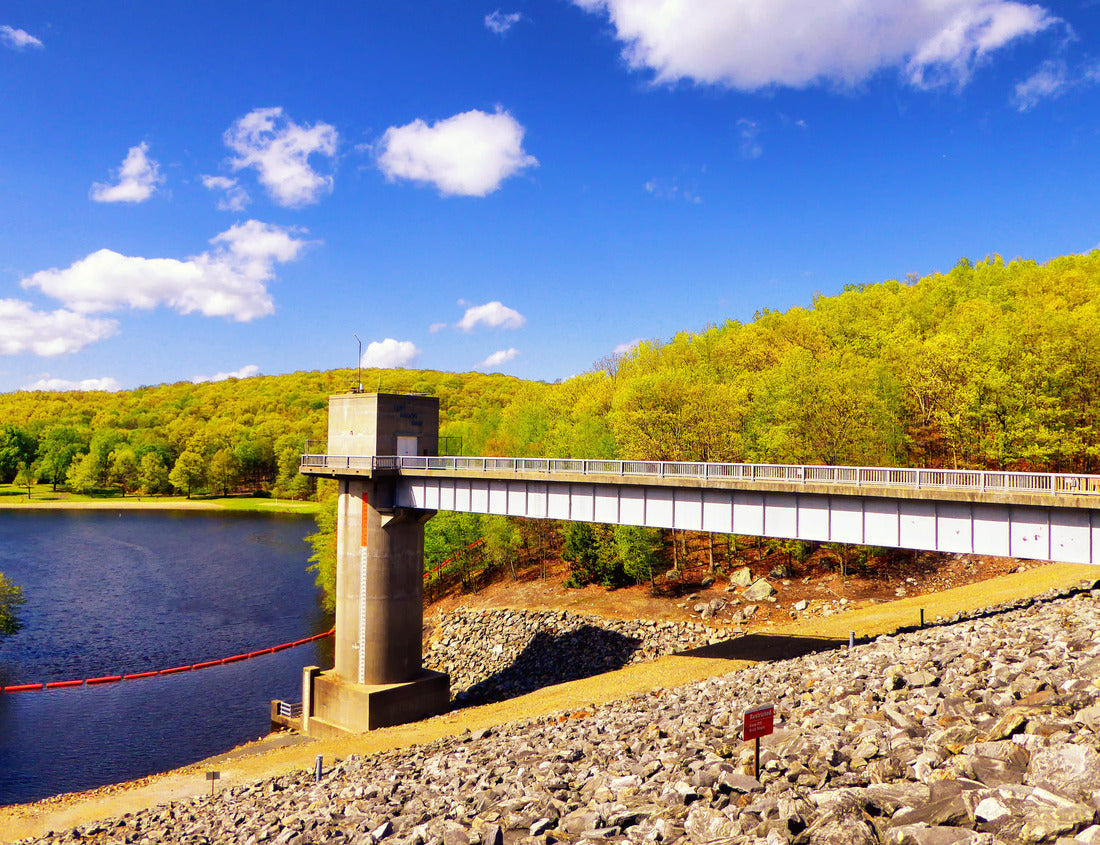 Noah Jigsaw Puzzle The lake side of Hop Brook Dam in Naugatuck connecticut on a sunny blue sky day 1000 pieces