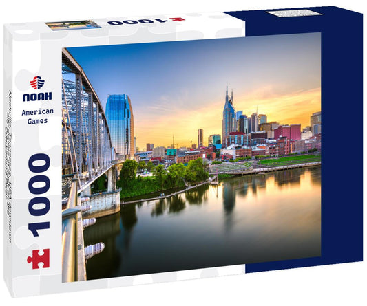 Noah Jigsaw Puzzle Nashville, Tennessee, USA downtown city skyline at dusk on the Cumberland River 1000 pieces