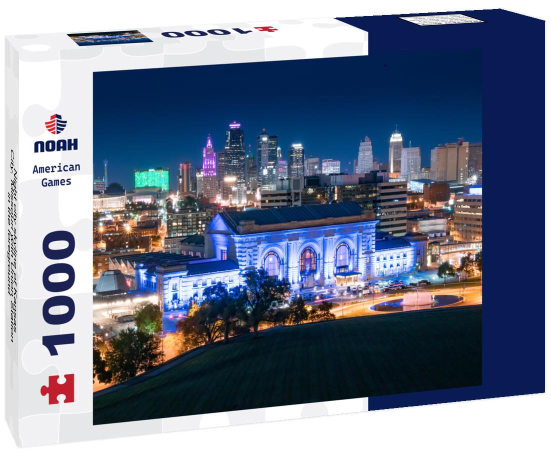 Noah Jigsaw Puzzle Night city skyline of Kansas City, Missouri with Union Station in the foreground 1000 pieces