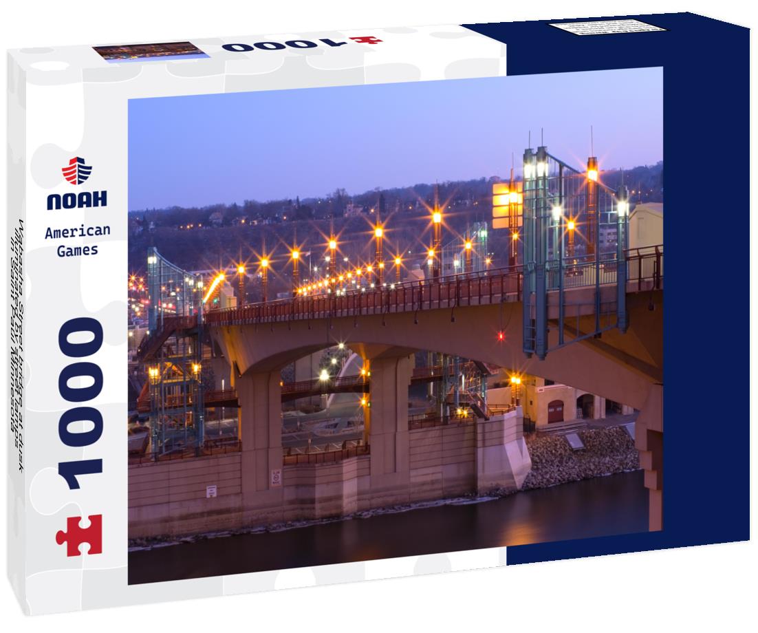 Noah Jigsaw Puzzle Wabasha Street bridge at dusk illuminated by street lamps in Saint Paul Minnesota 1000 pieces