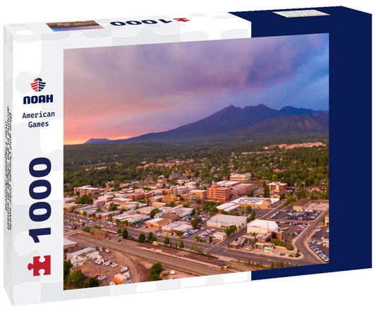 Noah Jigsaw Puzzle Blue and Orange color swirls around in the clouds at sunset over Flagstaff Arizona 1000 pieces