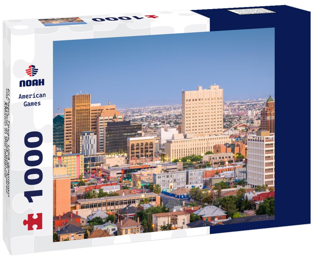 Noah Jigsaw Puzzle El Paso, Texas, USA downtown city skyline at dusk with Juarez, Mexico in the distance 1000 pieces