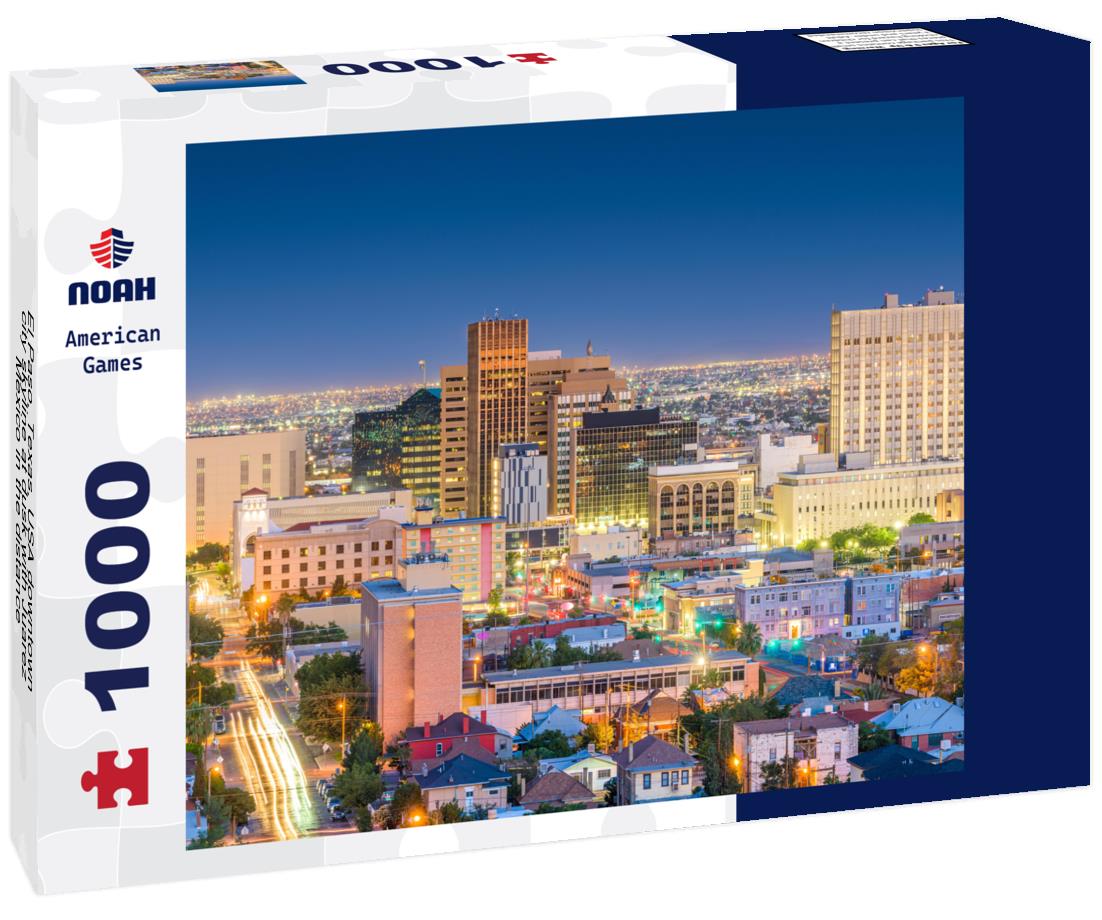 Noah Jigsaw Puzzle El Paso, Texas, USA downtown city skyline at dusk with Juarez, Mexico in the distance 1000 pieces
