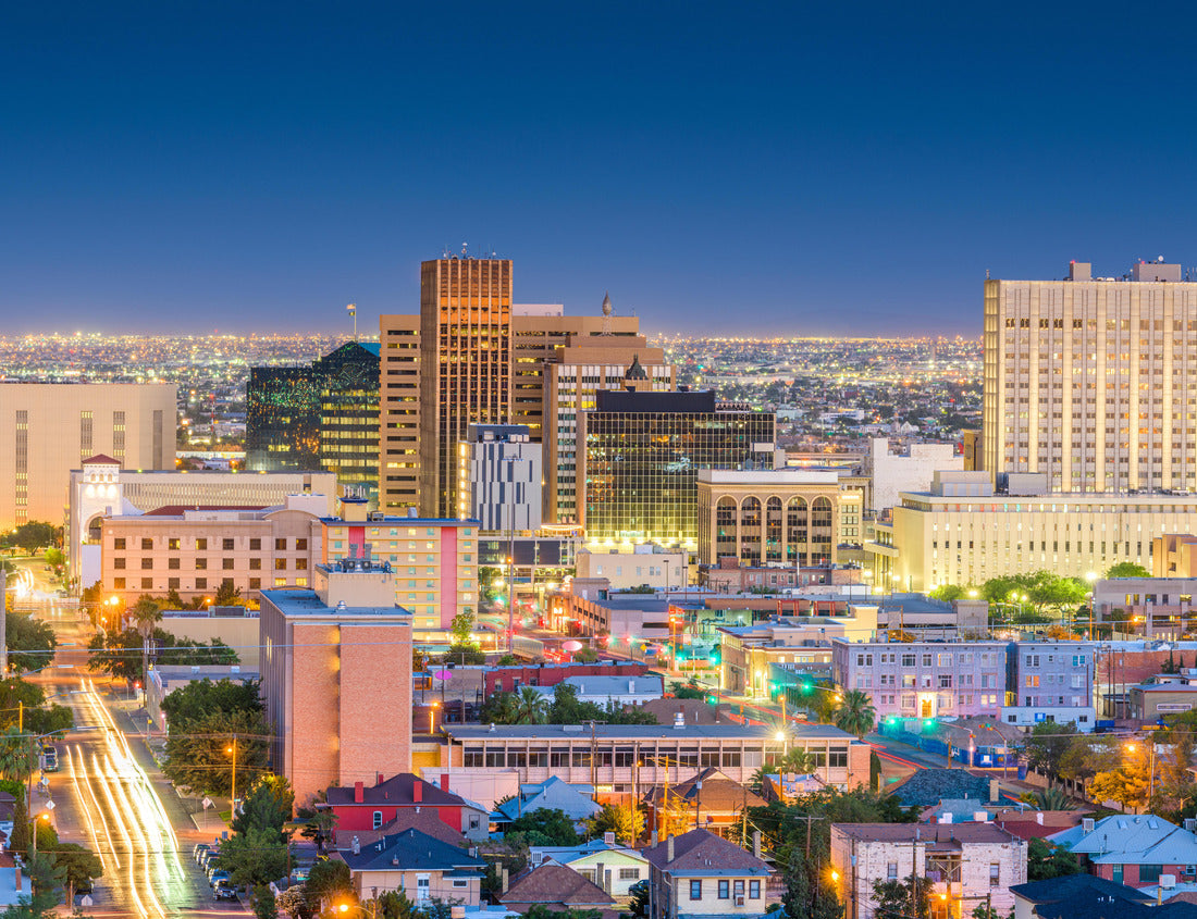 Noah Jigsaw Puzzle El Paso, Texas, USA downtown city skyline at dusk with Juarez, Mexico in the distance 1000 pieces
