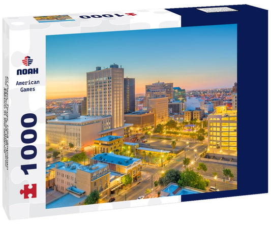 Noah Jigsaw Puzzle El Paso, Texas, USA downtown city skyline at dusk with Juarez, Mexico in the distance 1000 pieces