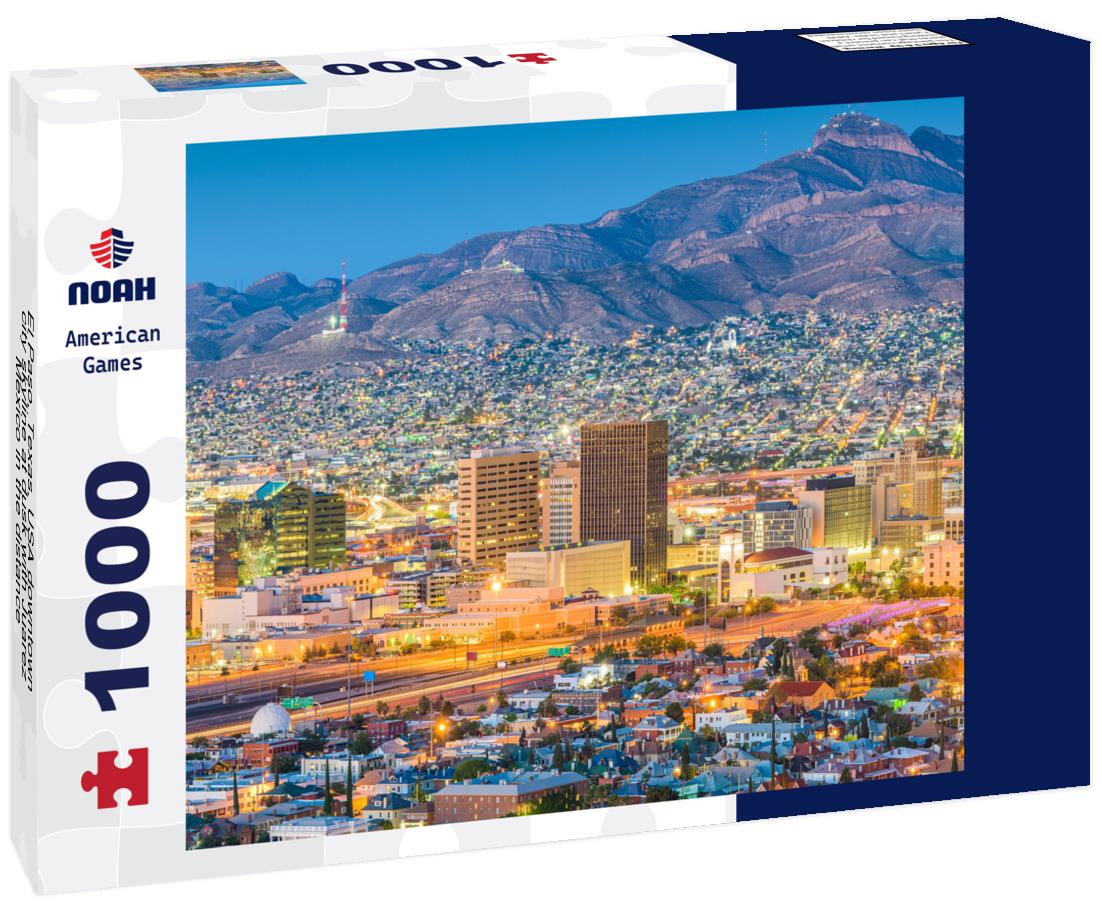 Noah Jigsaw Puzzle El Paso, Texas, USA downtown city skyline at dusk with Juarez, Mexico in the distance 1000 pieces