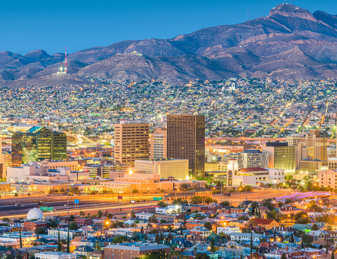 Noah Jigsaw Puzzle El Paso, Texas, USA downtown city skyline at dusk with Juarez, Mexico in the distance 1000 pieces