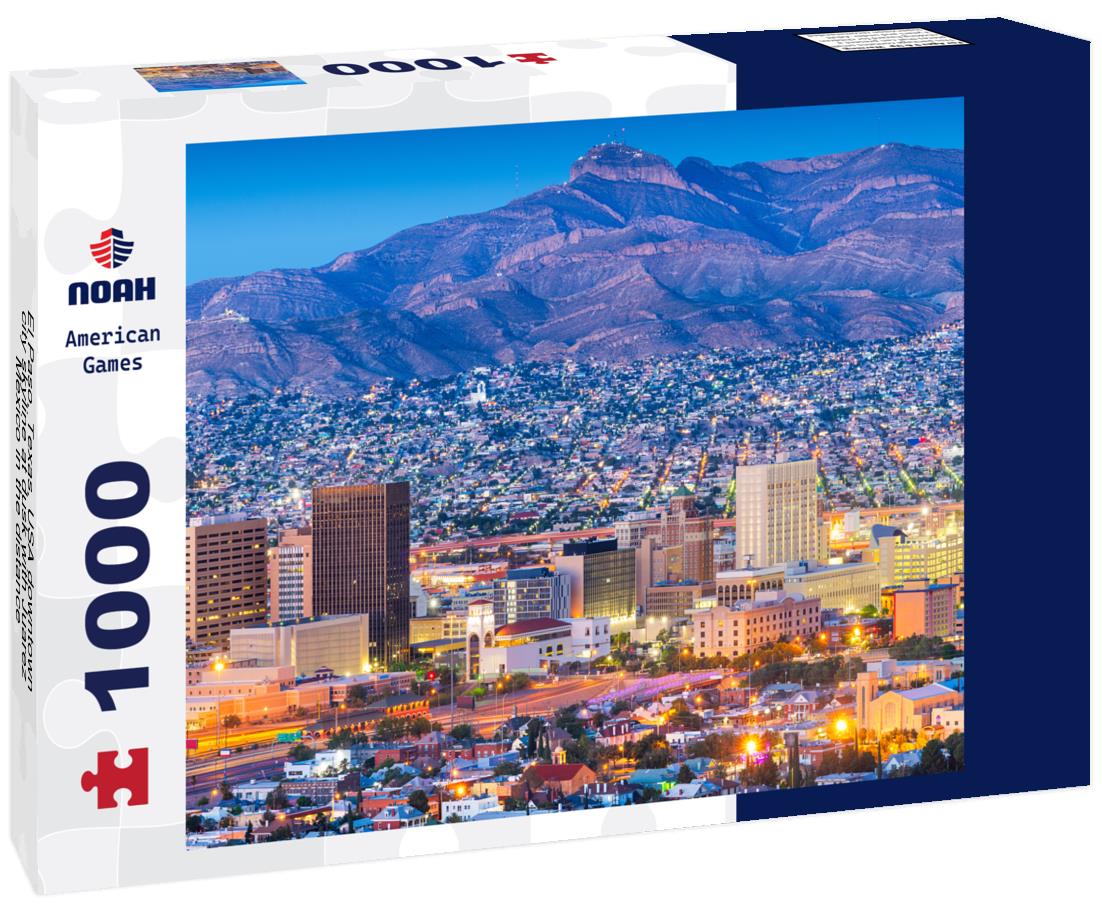 Noah Jigsaw Puzzle El Paso, Texas, USA downtown city skyline at dusk with Juarez, Mexico in the distance 1000 pieces