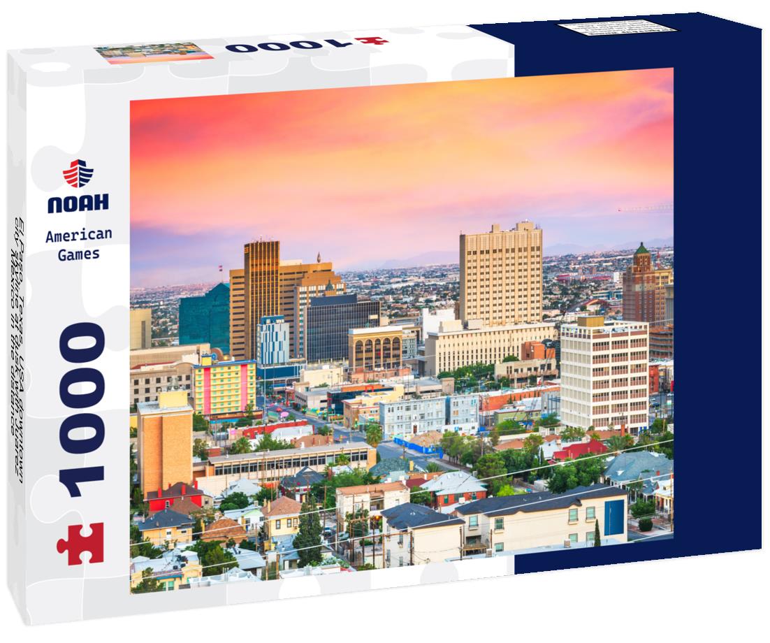Noah Jigsaw Puzzle El Paso, Texas, USA downtown city skyline at dusk with Juarez, Mexico in the distance 1000 pieces