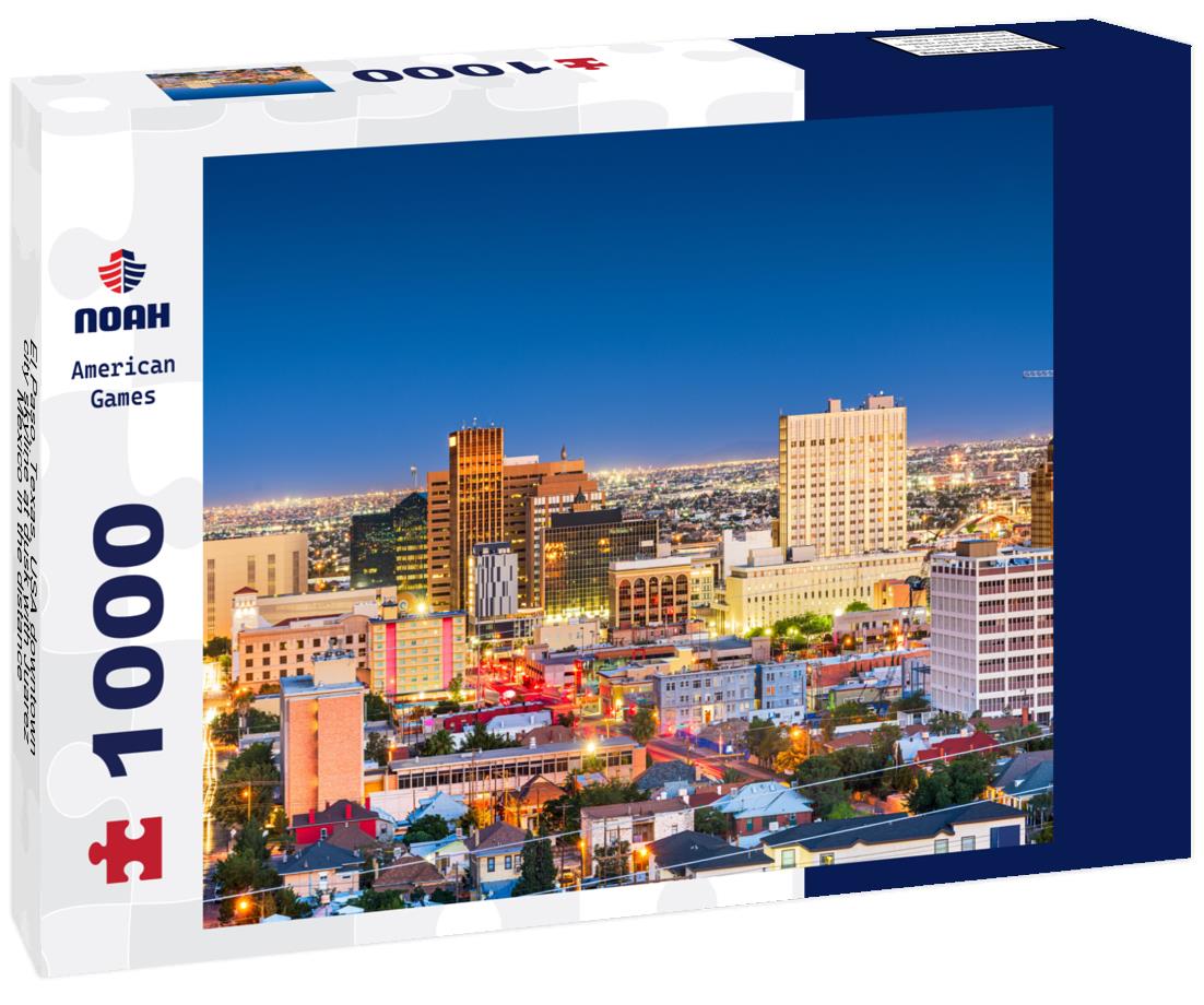 Noah Jigsaw Puzzle El Paso, Texas, USA downtown city skyline at dusk with Juarez, Mexico in the distance 1000 pieces