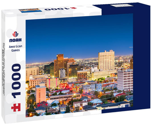 Noah Jigsaw Puzzle El Paso, Texas, USA downtown city skyline at dusk with Juarez, Mexico in the distance 1000 pieces