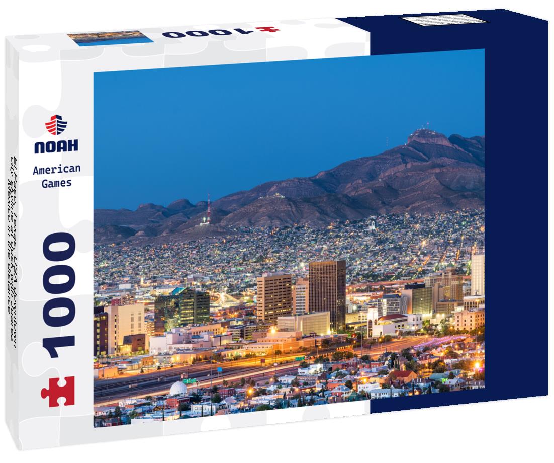 Noah Jigsaw Puzzle El Paso, Texas, USA downtown city skyline at dusk with Juarez, Mexico in the distance 1000 pieces