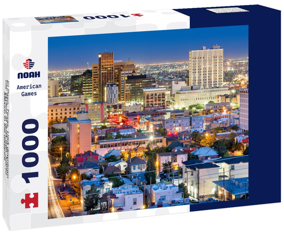 Noah Jigsaw Puzzle El Paso, Texas, USA downtown city skyline at dusk with Juarez, Mexico in the distance 1000 pieces