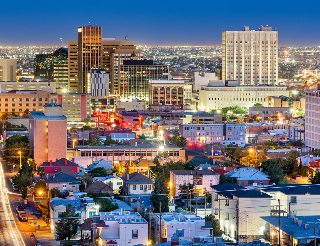 Noah Jigsaw Puzzle El Paso, Texas, USA downtown city skyline at dusk with Juarez, Mexico in the distance 1000 pieces