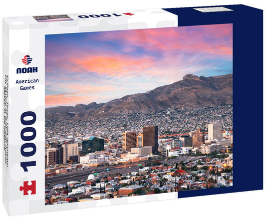 Noah Jigsaw Puzzle El Paso, Texas, USA downtown city skyline at dusk with Juarez, Mexico in the distance 1000 pieces