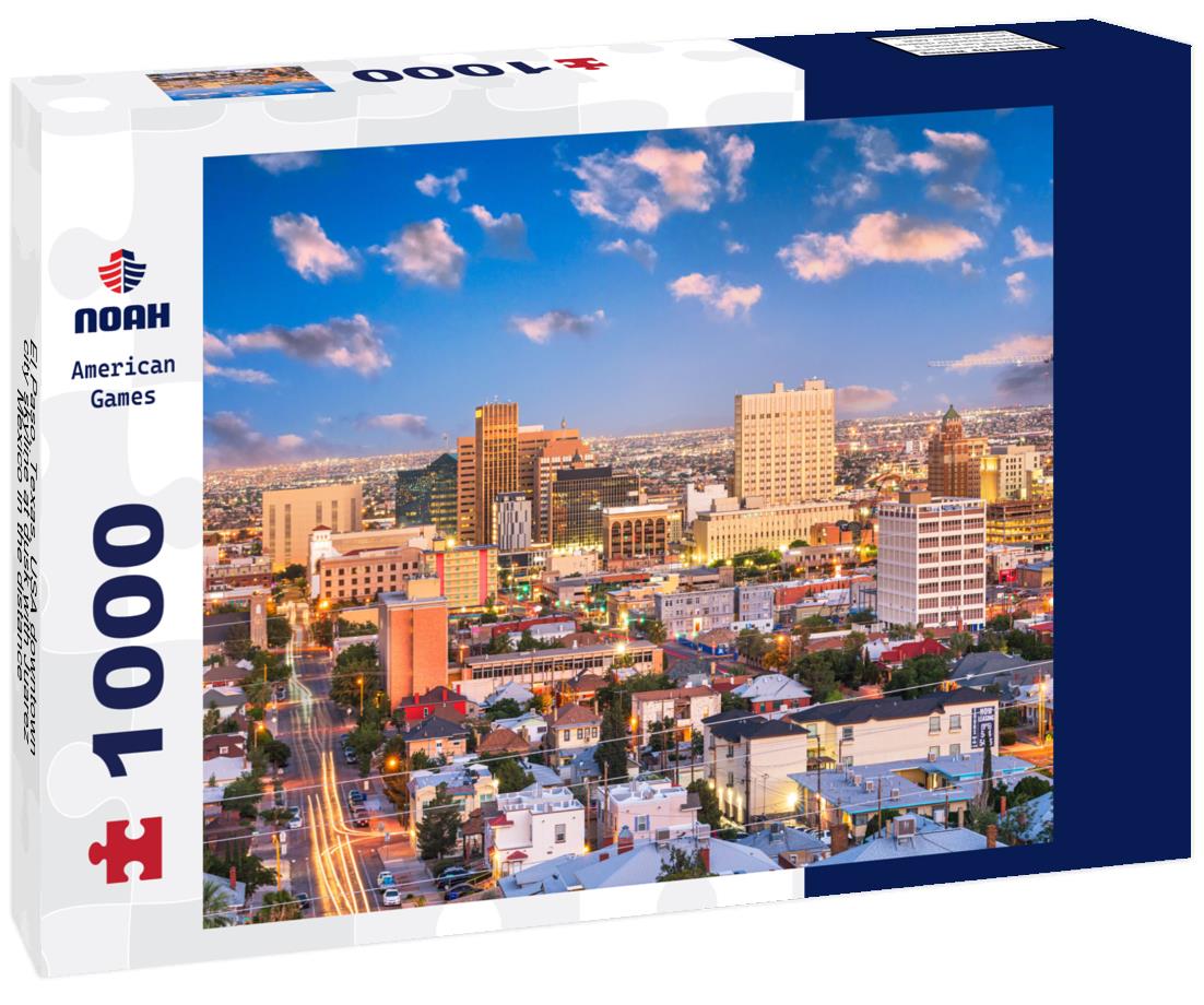 Noah Jigsaw Puzzle El Paso, Texas, USA downtown city skyline at dusk with Juarez, Mexico in the distance 1000 pieces