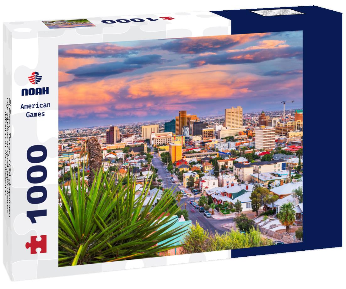 Noah Jigsaw Puzzle El Paso, Texas, USA downtown city skyline at dusk with Juarez, Mexico in the distance 1000 pieces