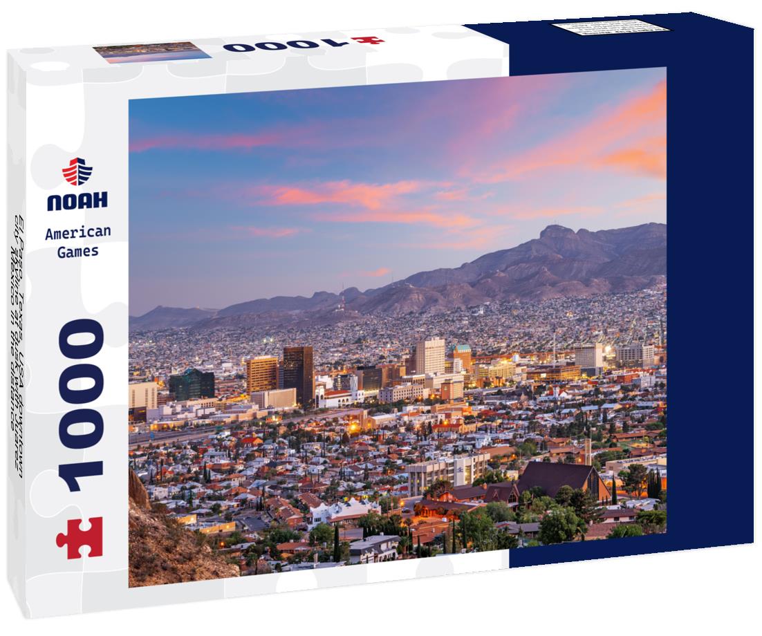Noah Jigsaw Puzzle El Paso, Texas, USA downtown city skyline at dusk with Juarez, Mexico in the distance 1000 pieces