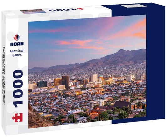 Noah Jigsaw Puzzle El Paso, Texas, USA downtown city skyline at dusk with Juarez, Mexico in the distance 1000 pieces