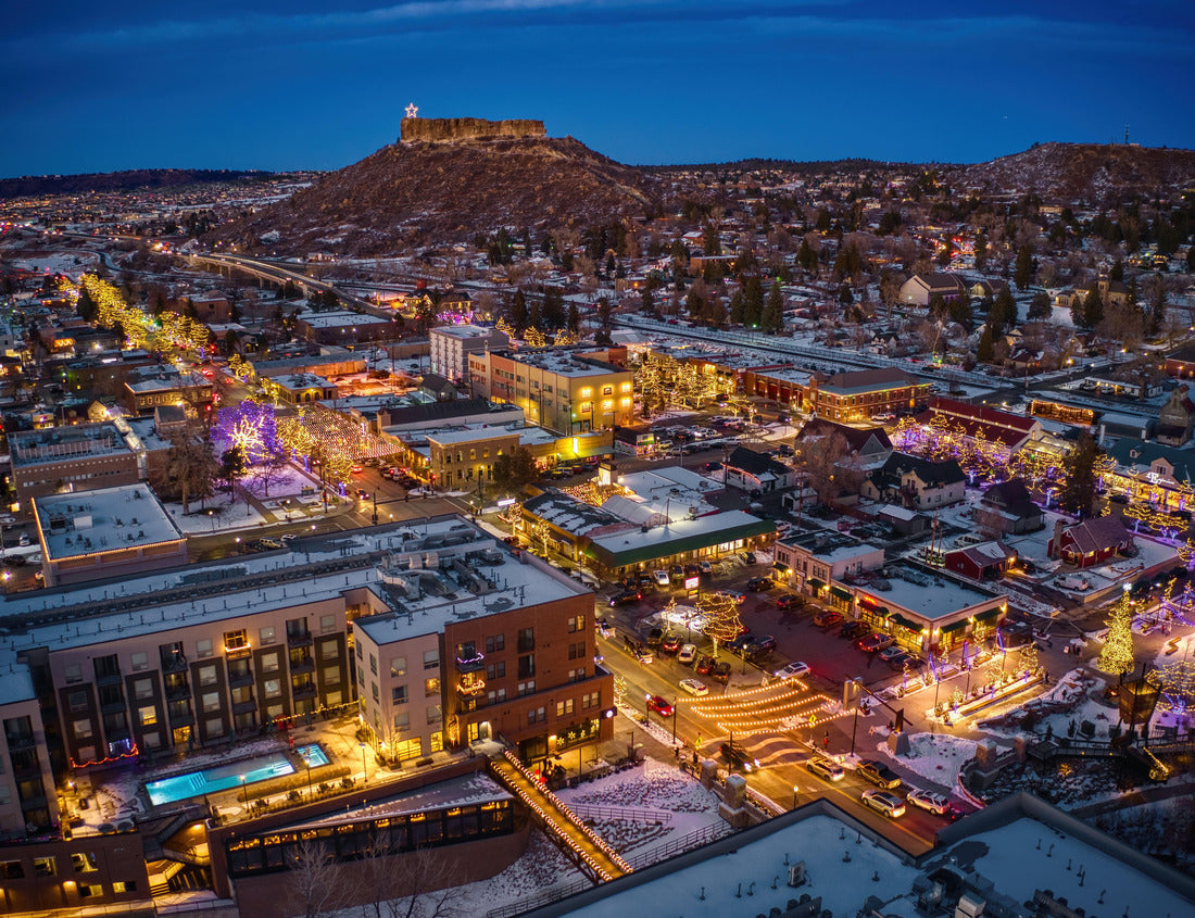 Noah Jigsaw Puzzle Luftaufnahme von Castle Rock, Colorado mit Weihnachtsbeleuchtung in der Abenddämmerung 1000 pieces