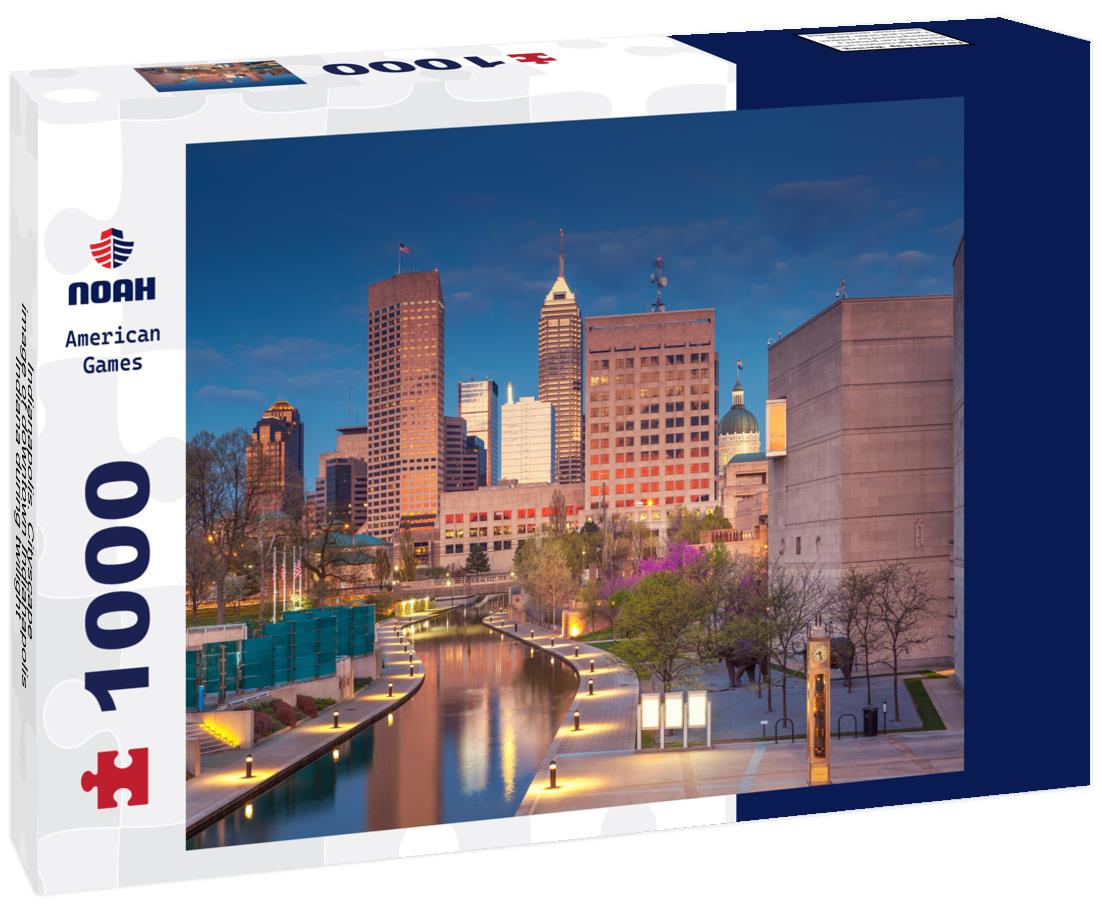 Noah Jigsaw Puzzle Indianapolis. Cityscape image of downtown Indianapolis, Indiana during twilight blue hour 1000 pieces
