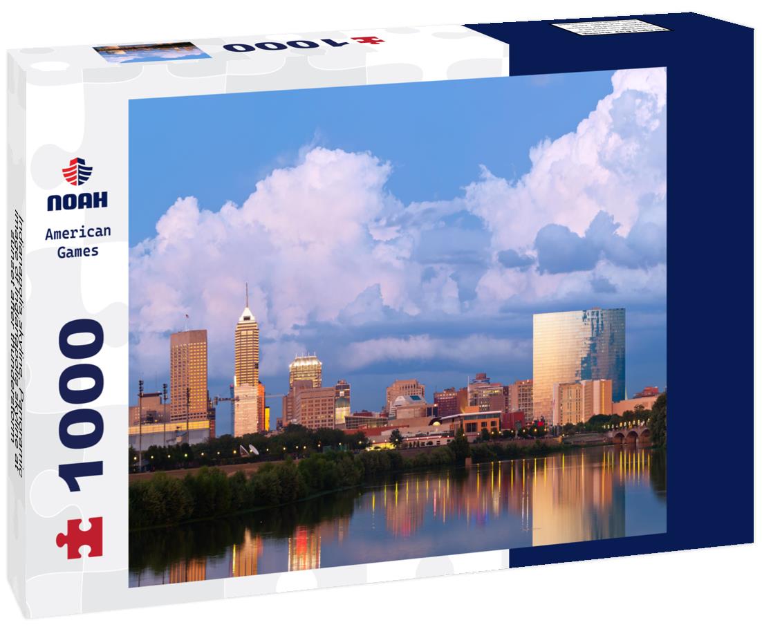 Noah Jigsaw Puzzle Indianapolis skyline. Panoramic image of Indianapolis skyline at sunset after thunderstorm 1000 pieces