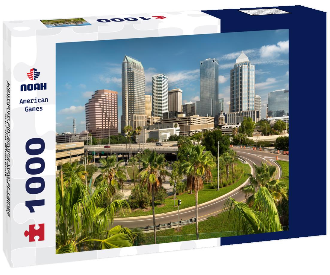 Noah Jigsaw Puzzle Downtown city skyline view of Tampa Florida USA looking over the freeway and the Riverwalk 1000 pieces