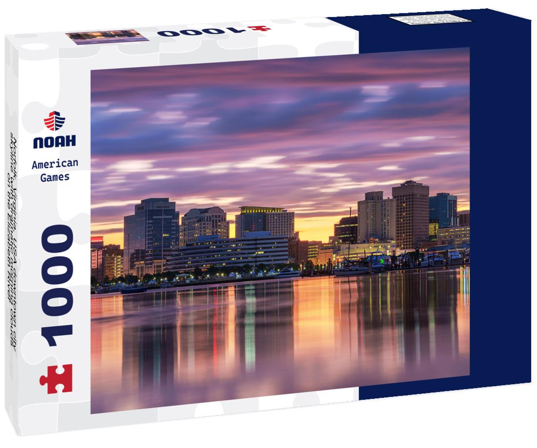 Noah Jigsaw Puzzle Norfolk, Virginia, USA downtown city skyline with dramatic morning clouds on the Elizabeth River 1000 pieces